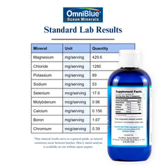 Close-up of OmniBlue Original bottle, showcasing mineral-rich formula for daily nourishment.