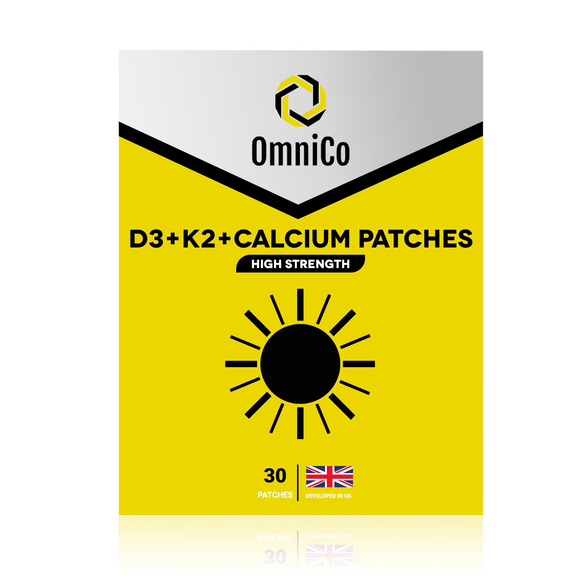 OmniCo patches D3 K2 Calcium pack cover, easy daily use.