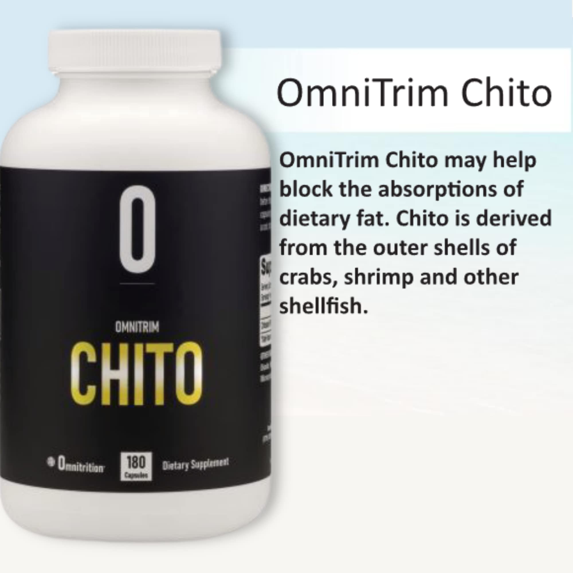 OmniTRIM Chito packaging box displaying product details and usage instructions.
