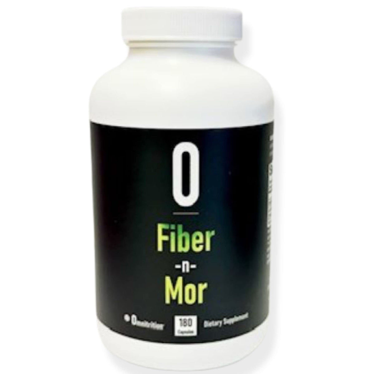 Omnitrition Fiber-N-Mor bottle showing high-fiber base and probiotic blend for daily use
