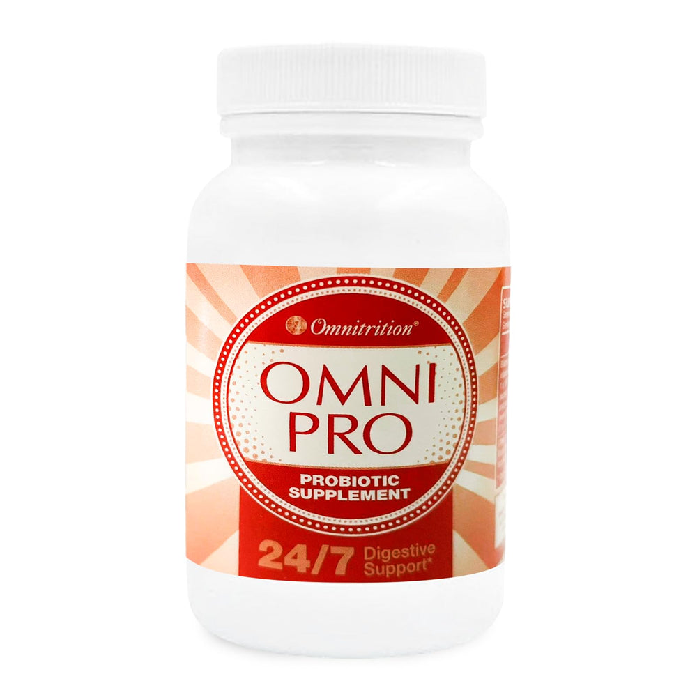 Omnitrition Omni Pro Probiotics bottle on a clean surface for daily gut health support.