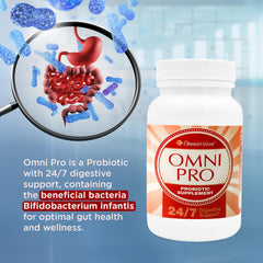 Close-up of Omni Pro Probiotics capsules ready for easy daily dosing.