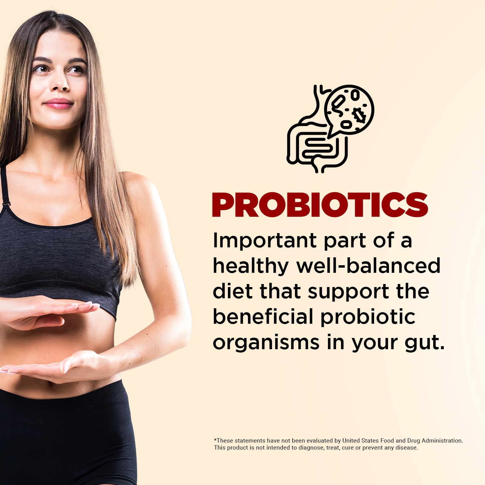 Vitamin B12 element in Omni Pro Probiotics imagery highlighting energy support potential.