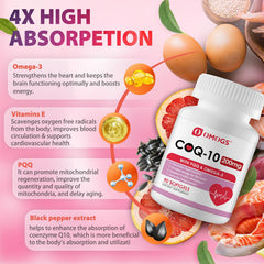 Piperine-rich black pepper extract boosts CoQ10 absorption in OMOGS softgels.