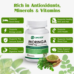 OMOGS Moringa Capsules capsules in hand illustrate convenient daily supplement.