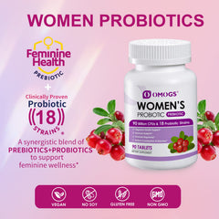 OMOGS product image emphasizes organic prebiotics supporting immune health.