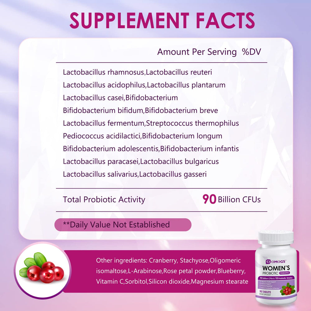 OMOGS probiotic pills shown for easy daily dosing.