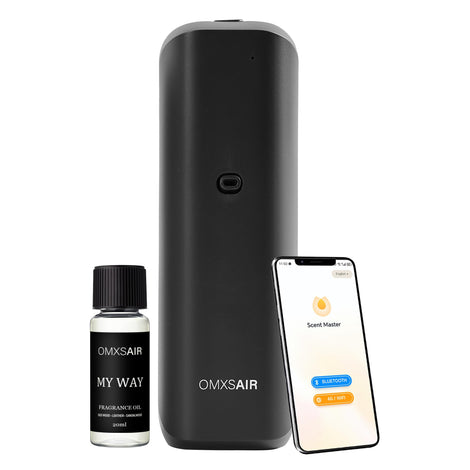 Omxsair waterless wall plug diffuser angled view for subtle hotel-grade ambiance