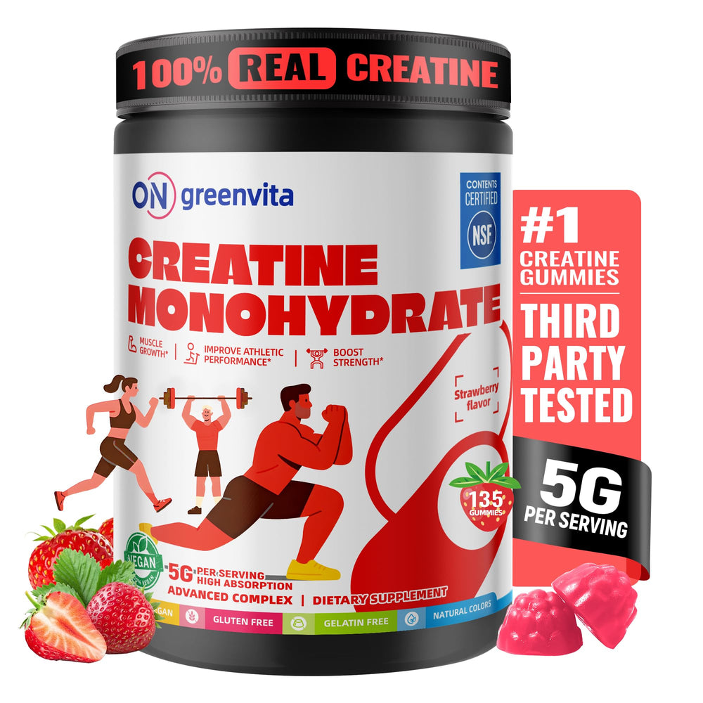 on greenvita creatine gummy daily-use pack ready for workouts