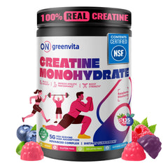 On GreenVita raspberry-blueberry gummy pack for convenient daily performance support.
