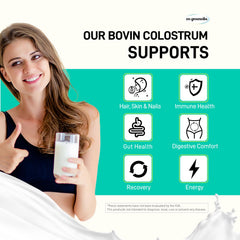 Colostrum powder dissolving in liquid with On Greenvita for easy mixing