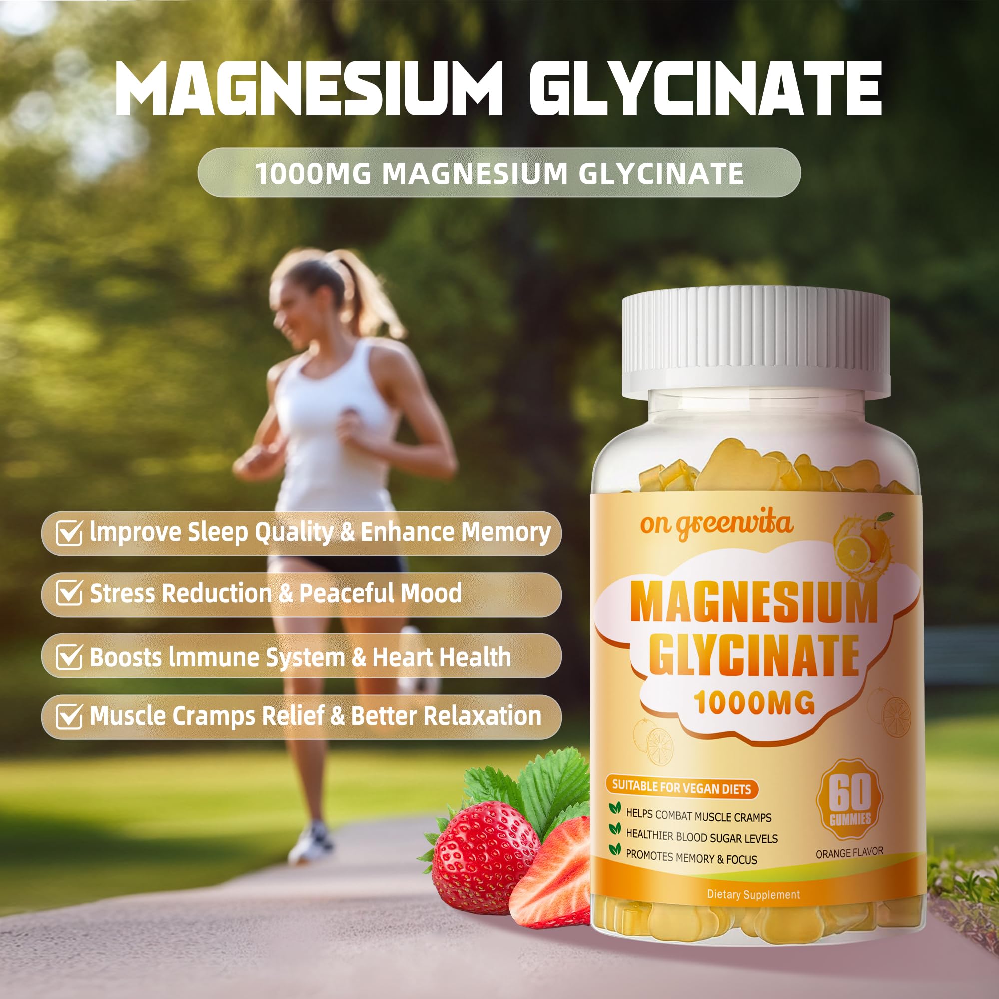 On Greenvita Magnesium Glycinate Gummies ingredients panel showing minerals.