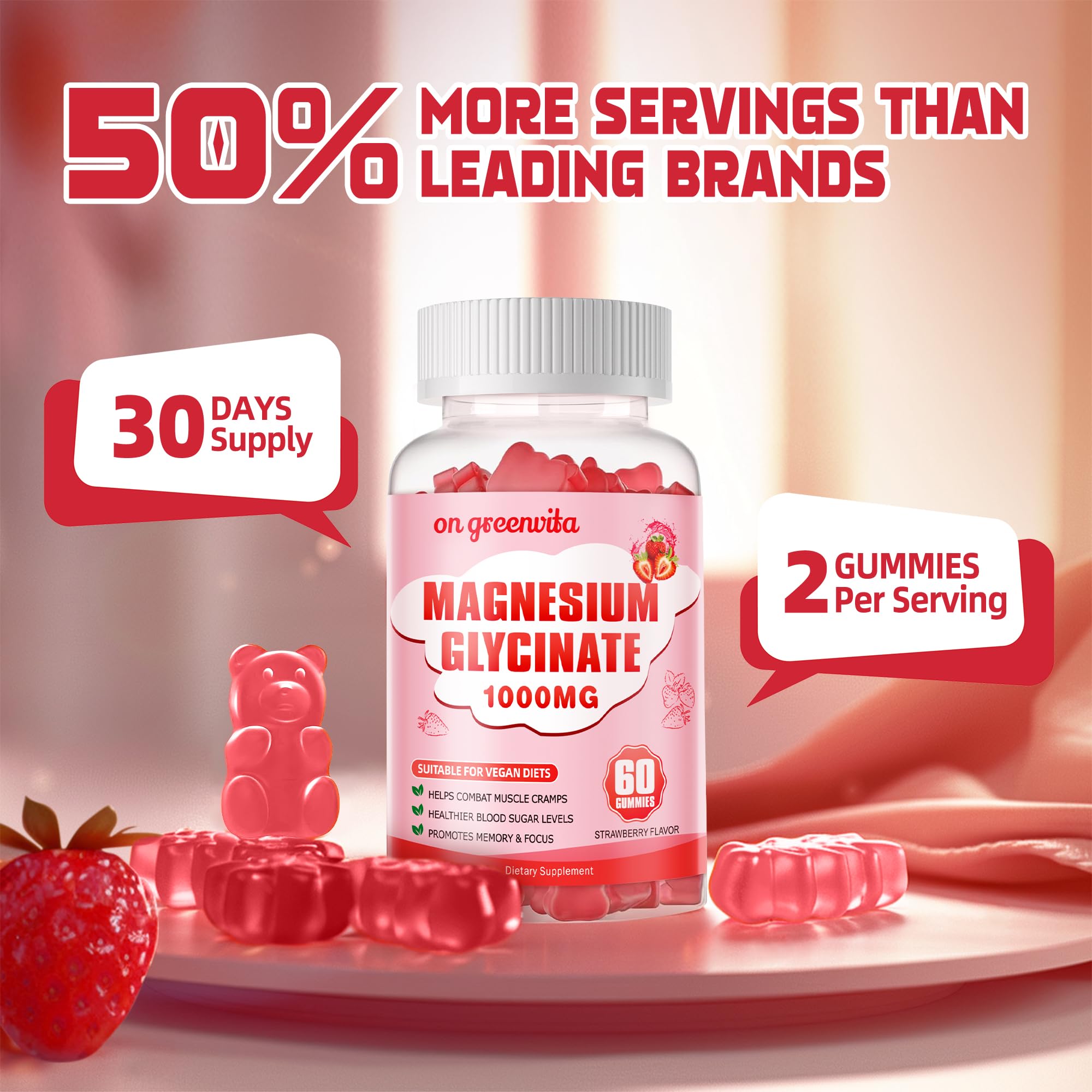 Two gummies daily recommended for routine use.