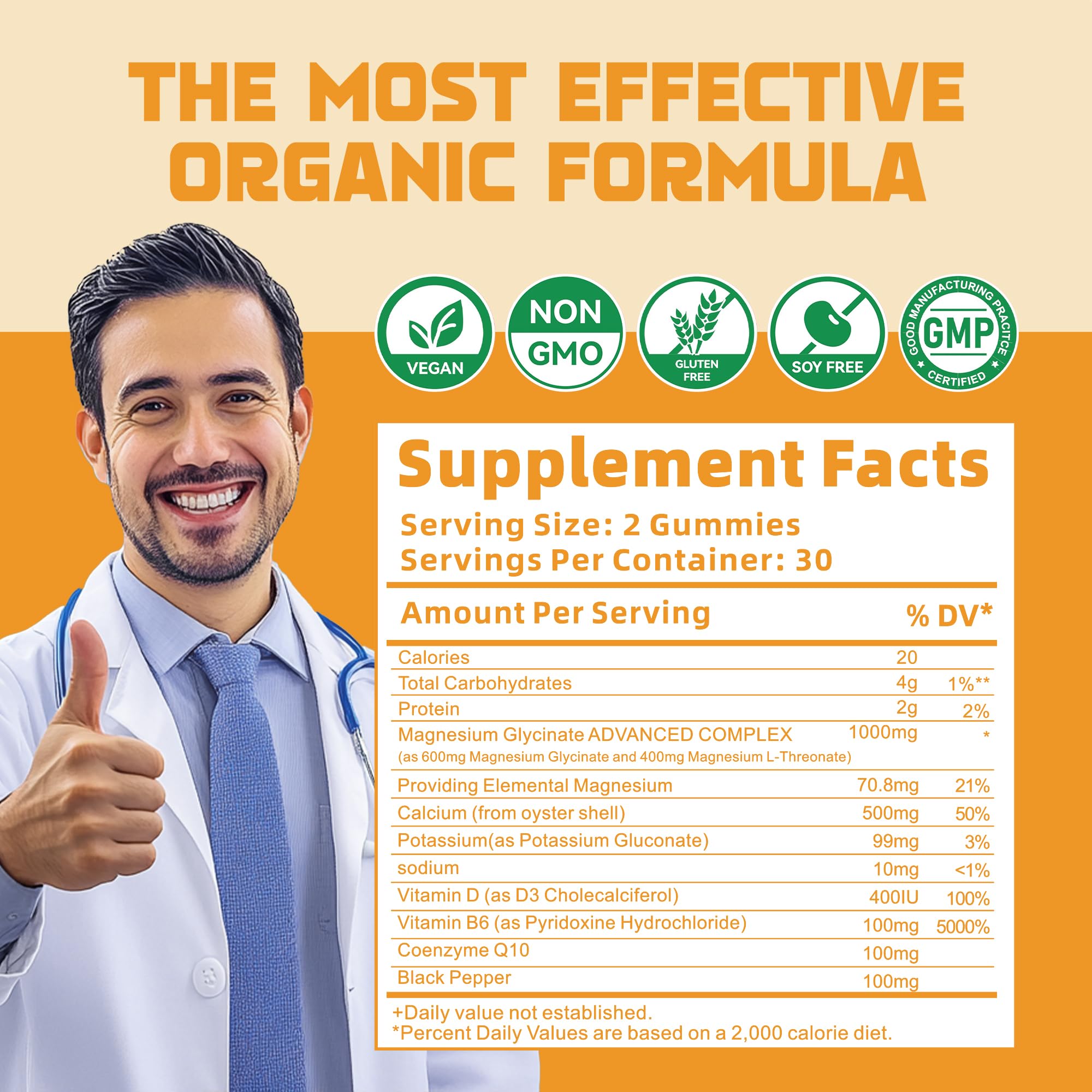 On Greenvita Magnesium Glycinate Gummies vitamin D B6 CoQ10 icons highlighting ingredients.