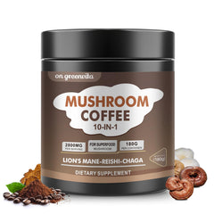 On Greenvita mushroom coffee bottle with energy-boosting 10-mushroom blend