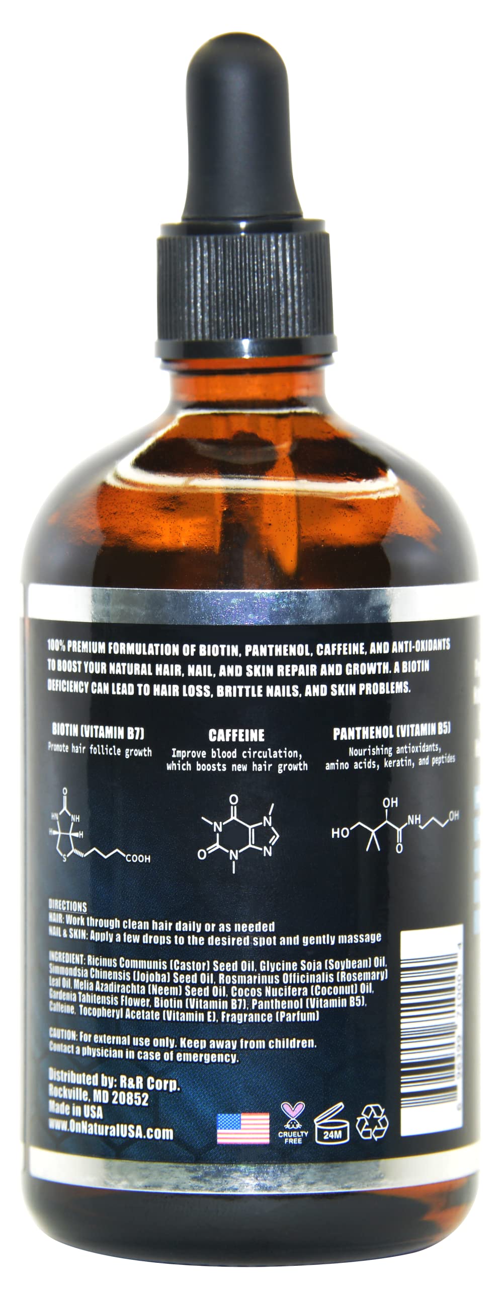 On Natural bottle pour action shows easy application to the scalp.