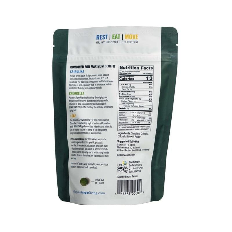 On Target Living tablets closeup showing convenient daily nutrition.