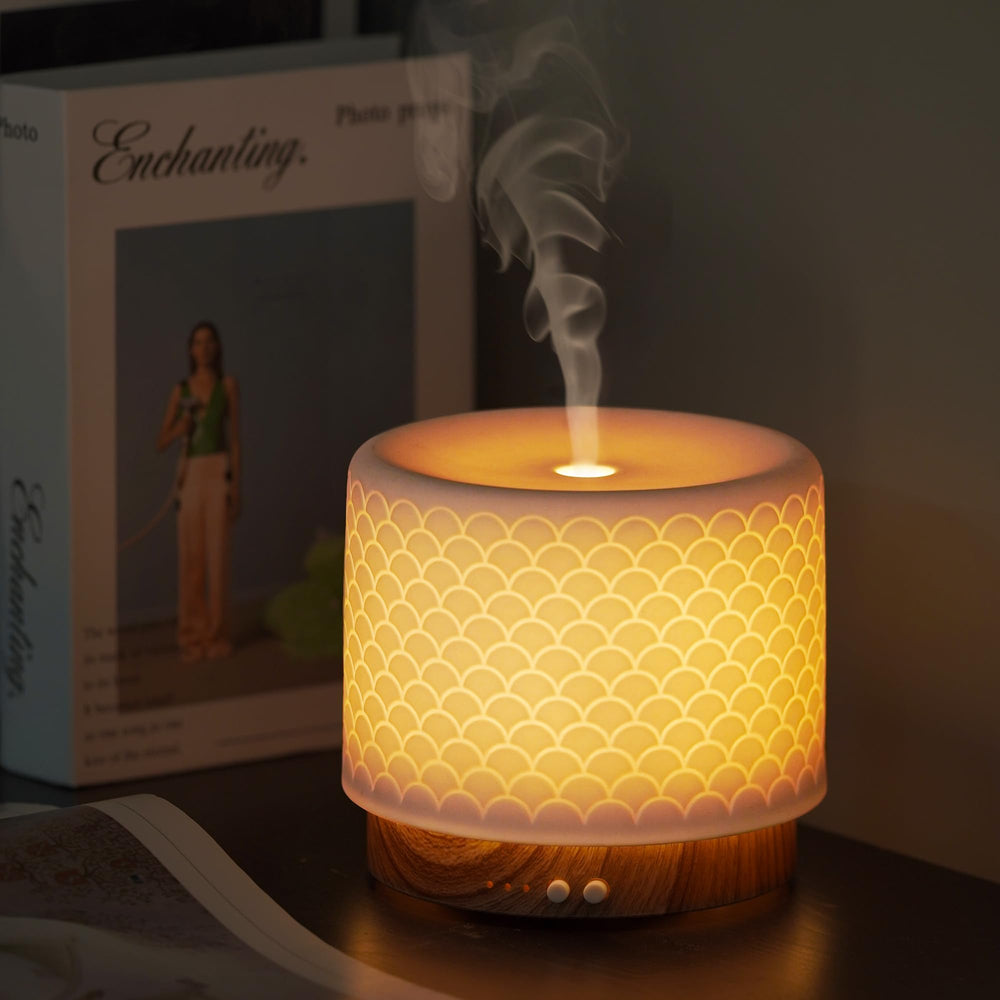 Onaboviva diffuser with ceramic cover delivers elegant diffusion for large spaces.