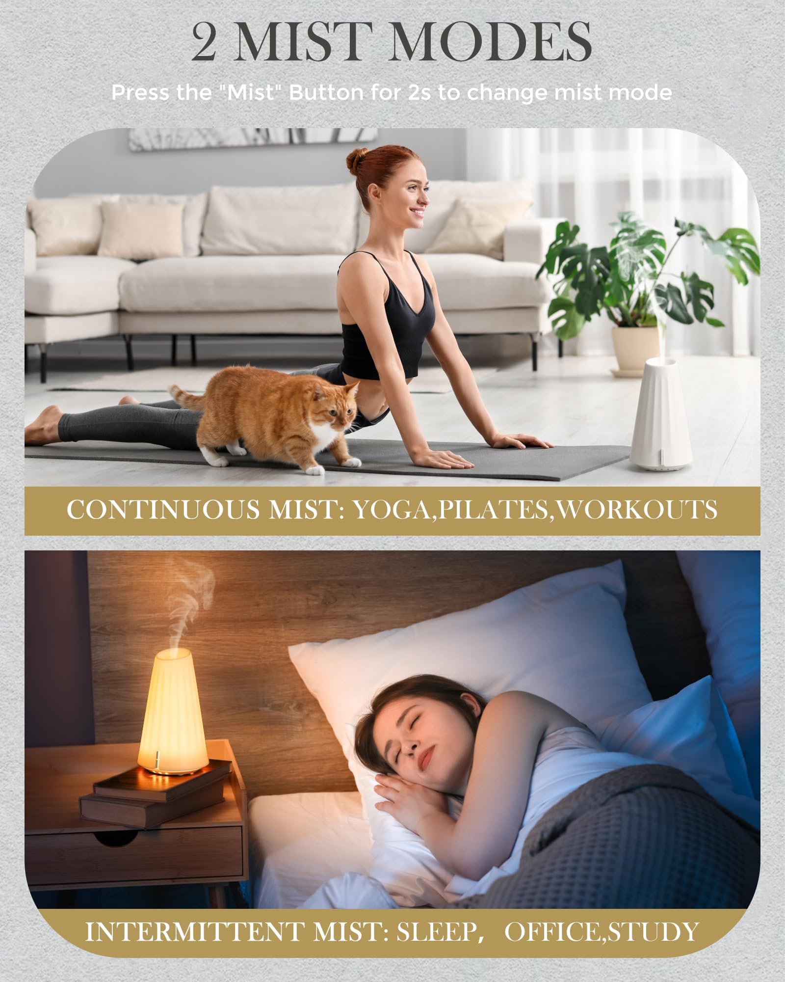 Onaboviva diffuser with dimmable night light, ideal for evenings.