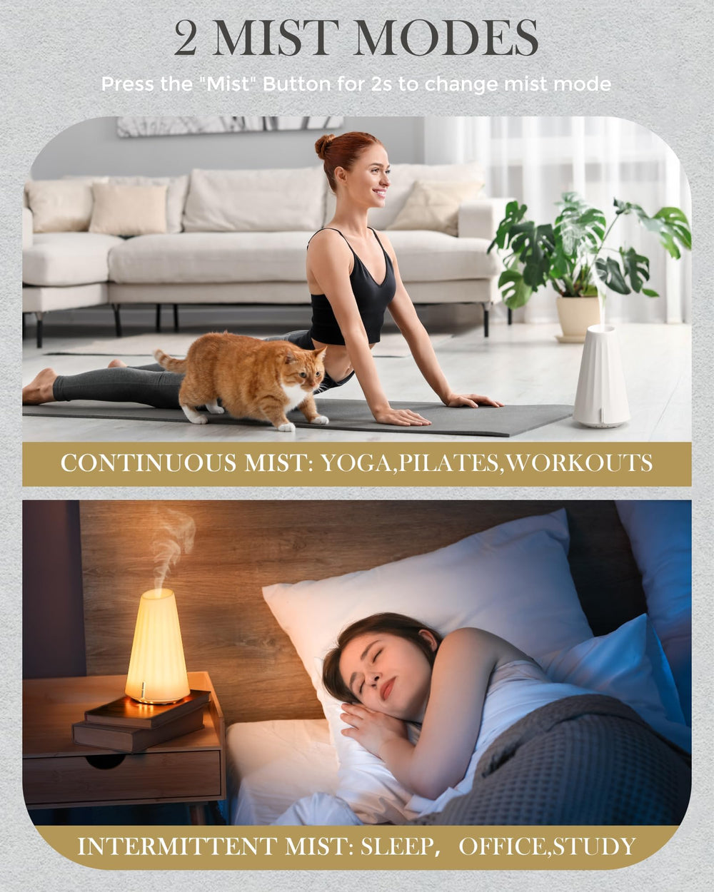 Onaboviva diffuser with dimmable night light, ideal for evenings.