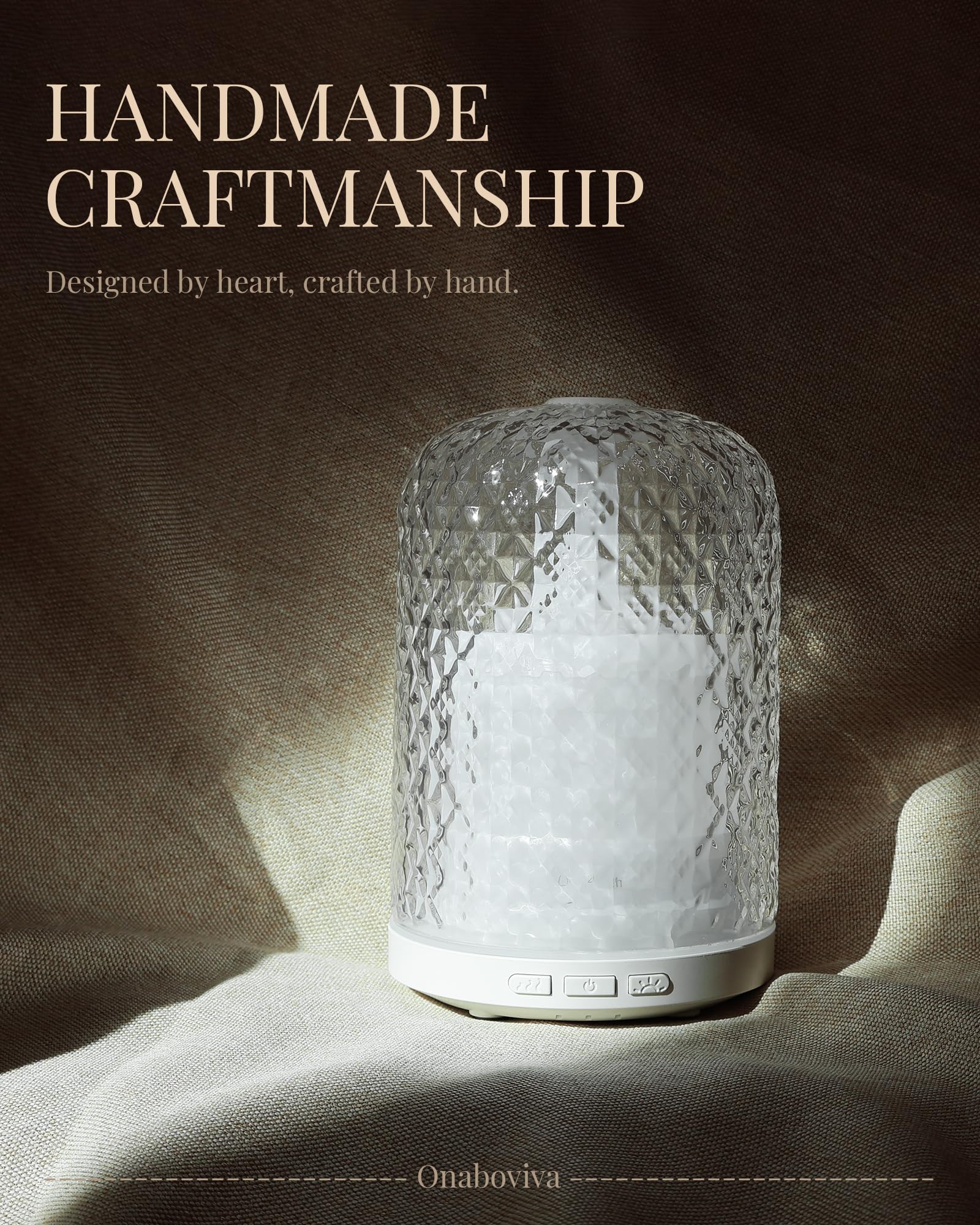 Onaboviva diffuser ambient-light demonstrates warm glow for relaxing evenings.