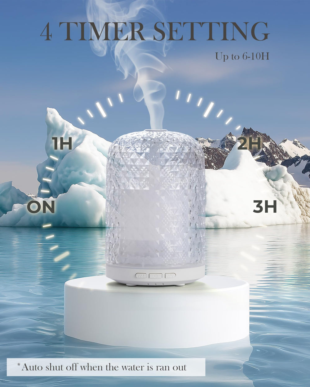 Onaboviva diffuser timer settings illustrate flexible scheduling for routines.
