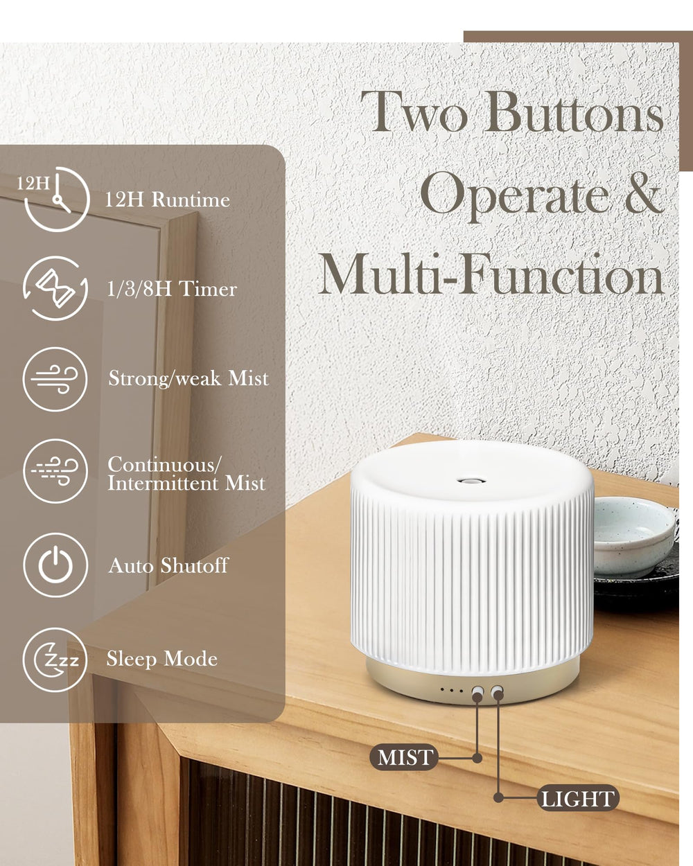 Onaboviva diffuser with gold base detail for modern decor and calm spaces.