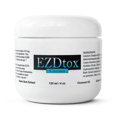 Ona's Natural EZDtox Cream jar ready for daily topical detox application.