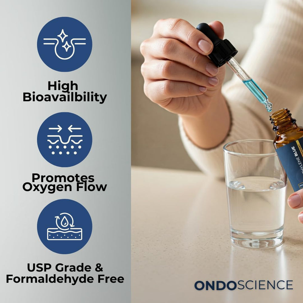 Ondo Science methylene blue label confirms formaldehyde-free formulation.