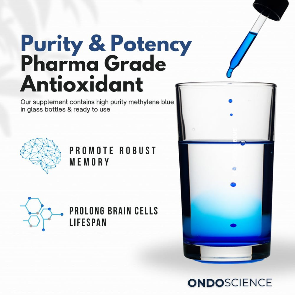 Ondo Science USP grade methylene blue signals pharmaceutical quality.