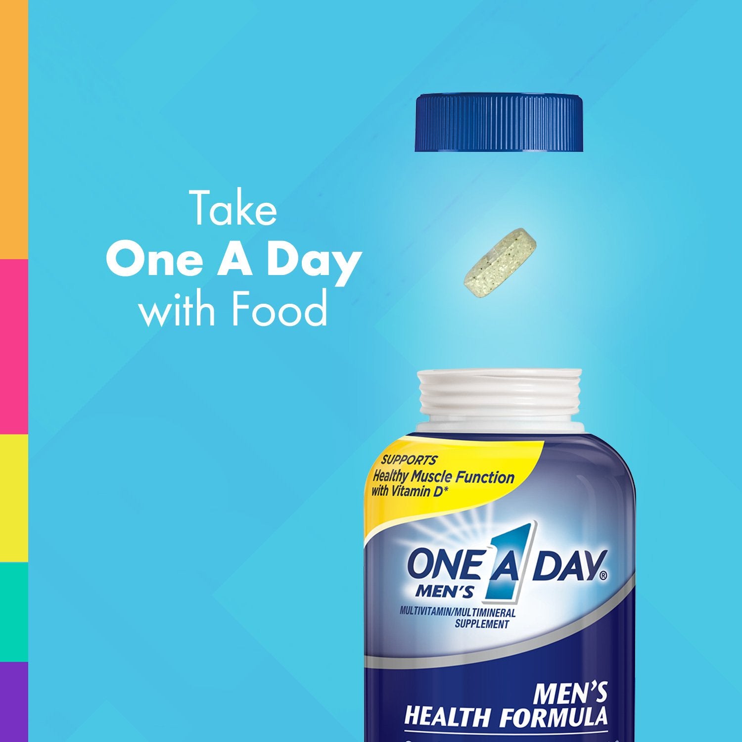 One A Day Men's Health Formula bottle being poured for daily dose