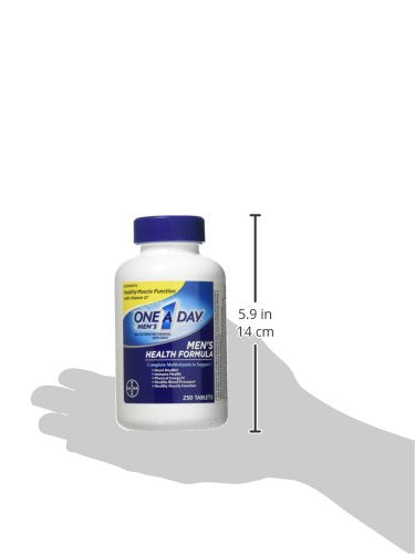 One A Day Men's Health Formula serving suggestion beside pill bottle