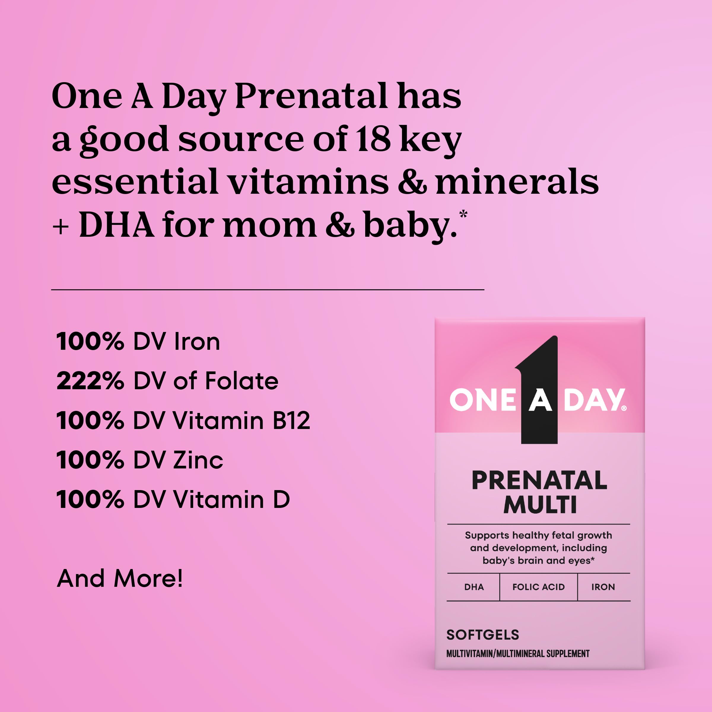 One A Day prenatal folic acid image emphasizing folate support.