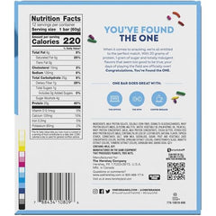 Close-up of the ONE Birthday Cake Bar nutrition label showing 20 g protein and 1 g sugar.