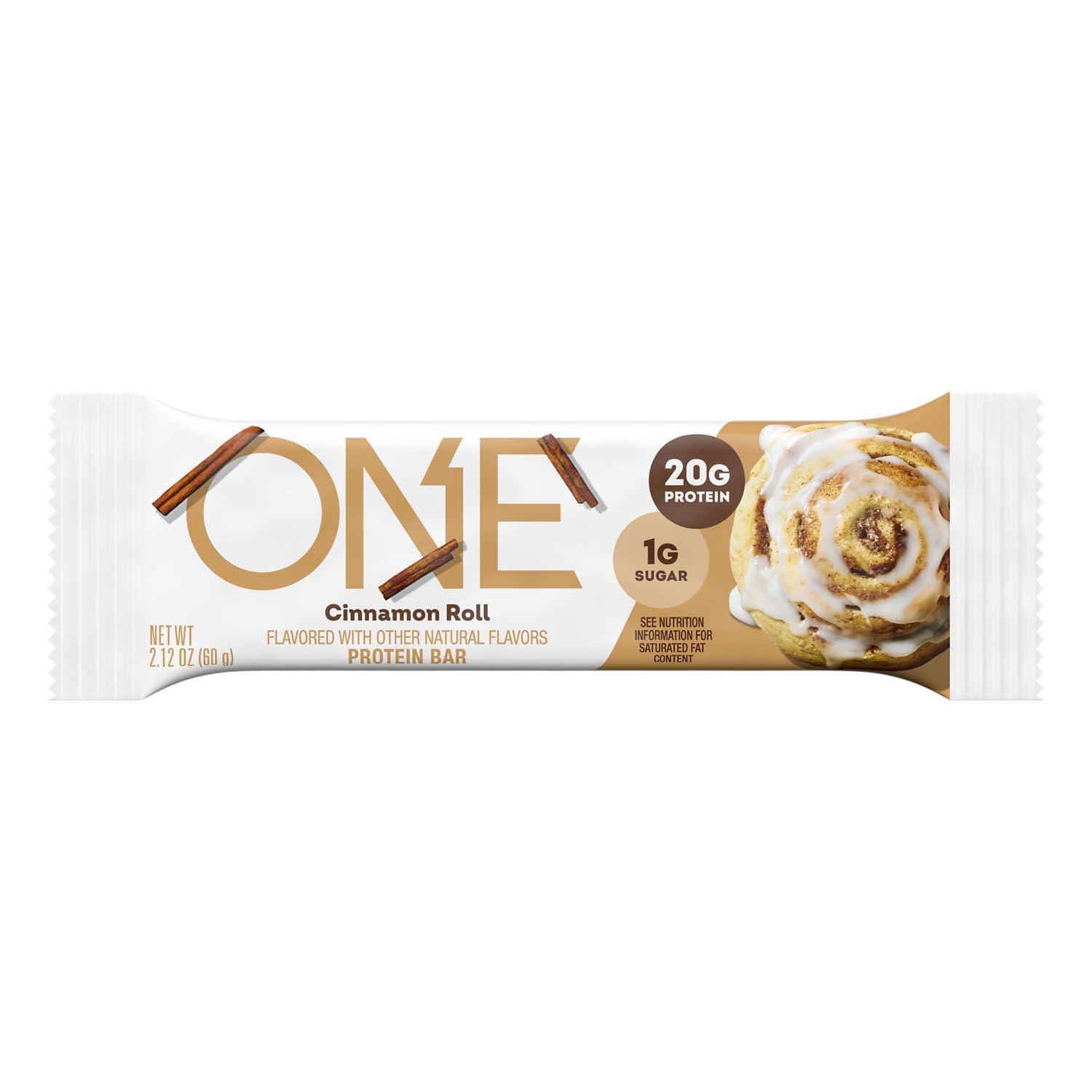 ONE Cinnamon Roll Bar on-the-go in a gym bag.
