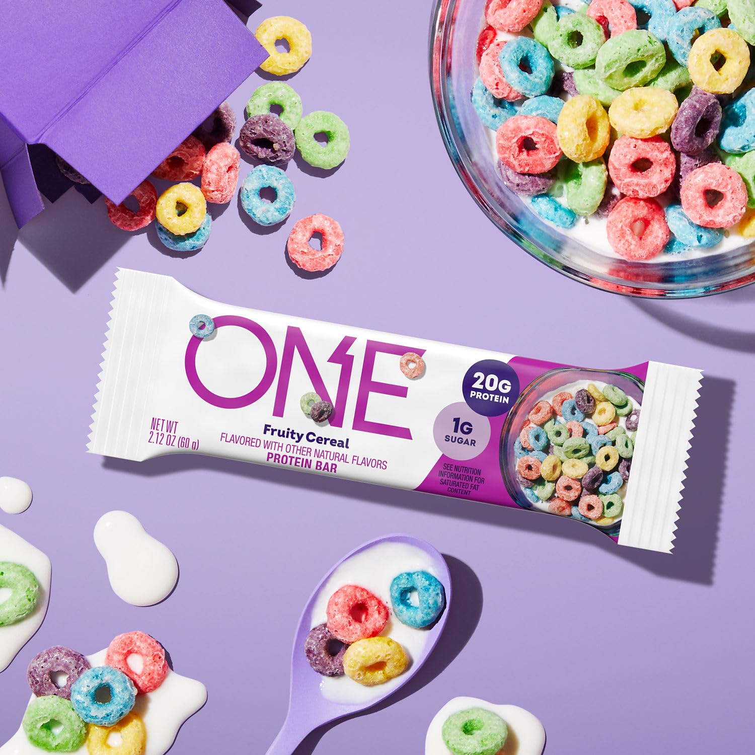 ONE bar nutrition facts show 20g protein and 1g sugar per bar.