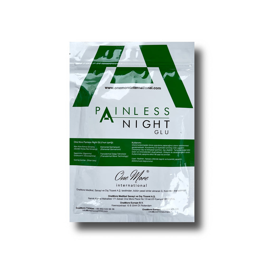 One More International Painless Night Glue pack front showing 25 patches for convenient use