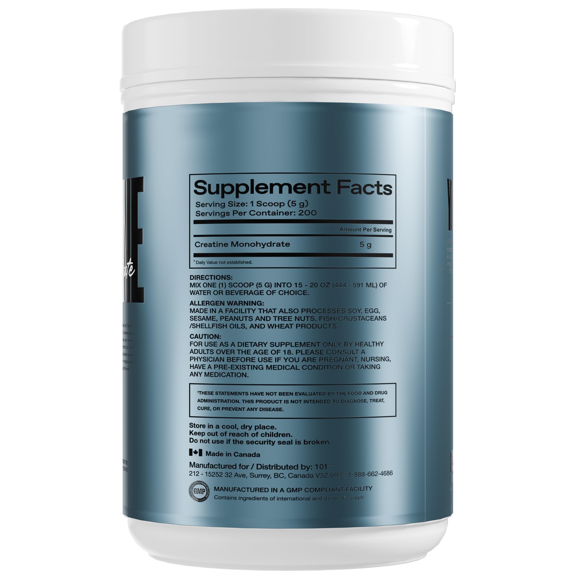 ONE OF ONE Creatine Monohydrate Powder scoop beside bottle emphasizes precise serving for training.