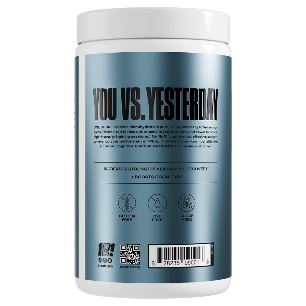 ONE OF ONE Creatine powder pour demonstrates versatile daily use for strength.