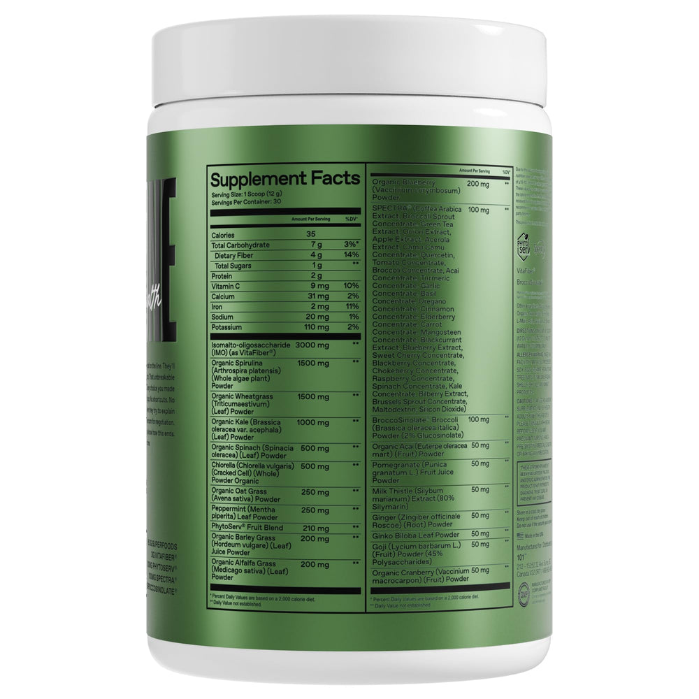 Pineapple flavor label on ONE OF ONE Greens & Gut Health signals refreshing taste.