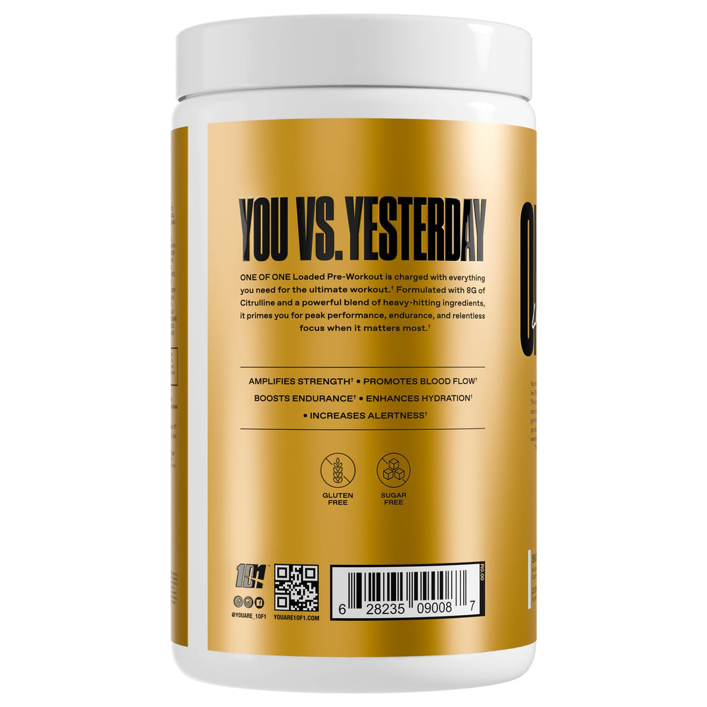 ONE OF ONE Loaded Pre-Workout scoop highlights precise dosing for quick focus