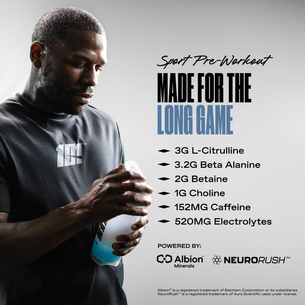 ONE OF ONE Sport Pre-Workout blue razz flavor hints at fruity aroma.