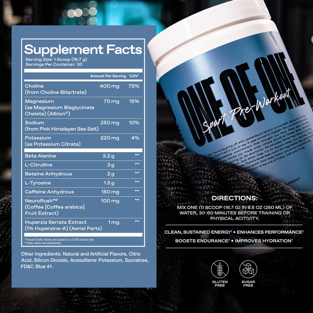 ONE OF ONE Sport Pre-Workout gym setting ready-to-use pre-workout routine.
