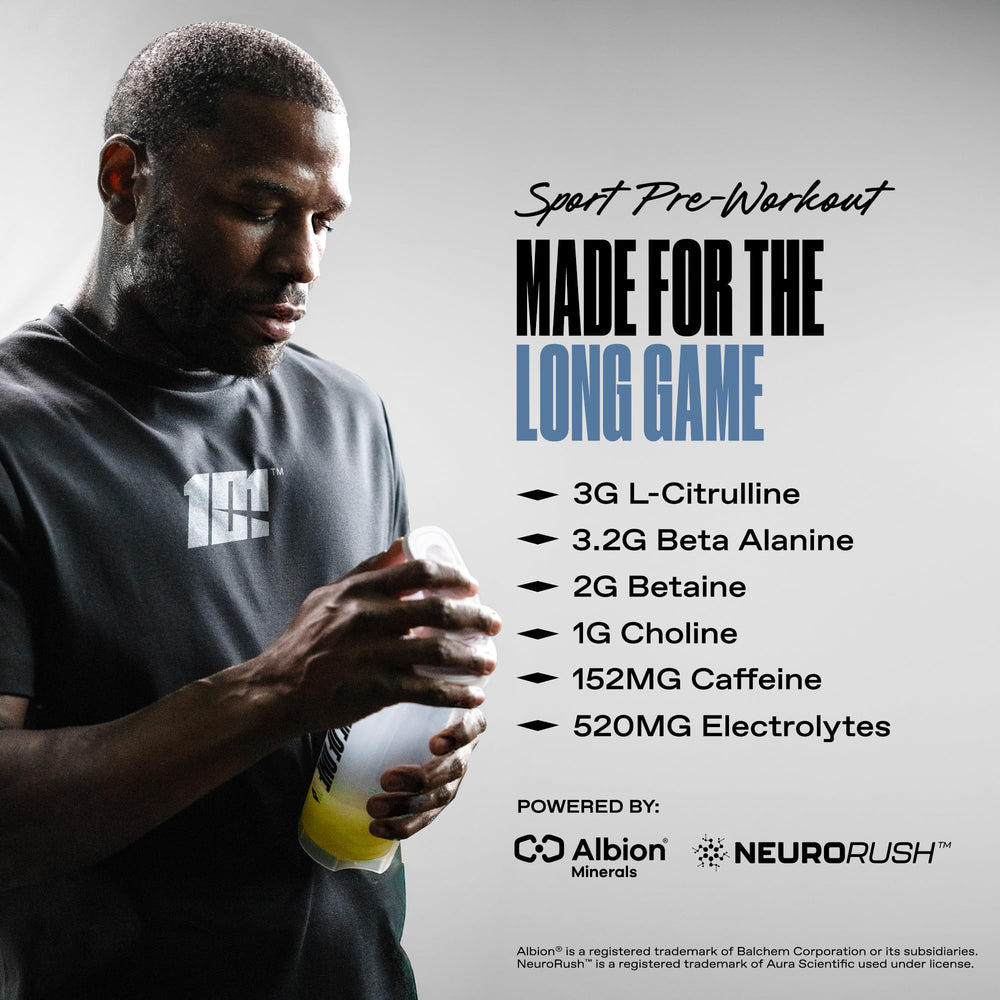 ONE OF ONE Sport Pre-Workout Powder Pineapple Punch mixing glass shows powder dissolving