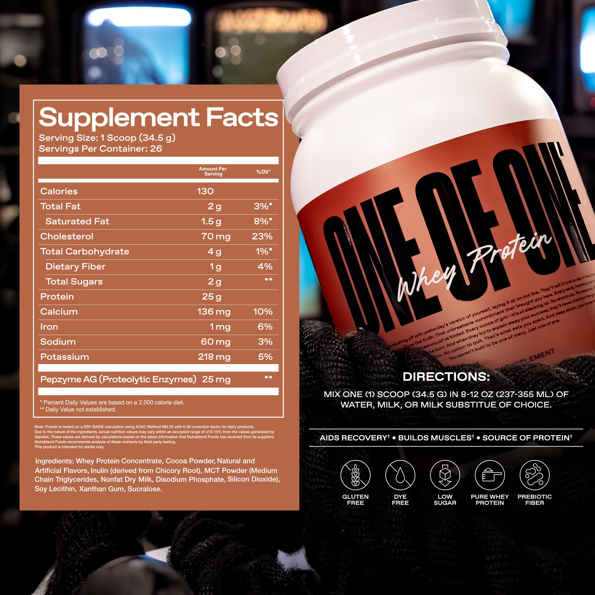 ONE OF ONE vanilla flavor image evokes smooth shakes with fruit and blends.