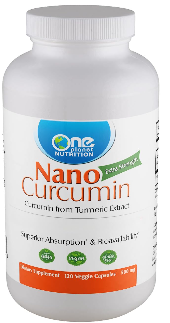One Planet Nutrition Nano Curcumin bottle highlighting high absorption formulation