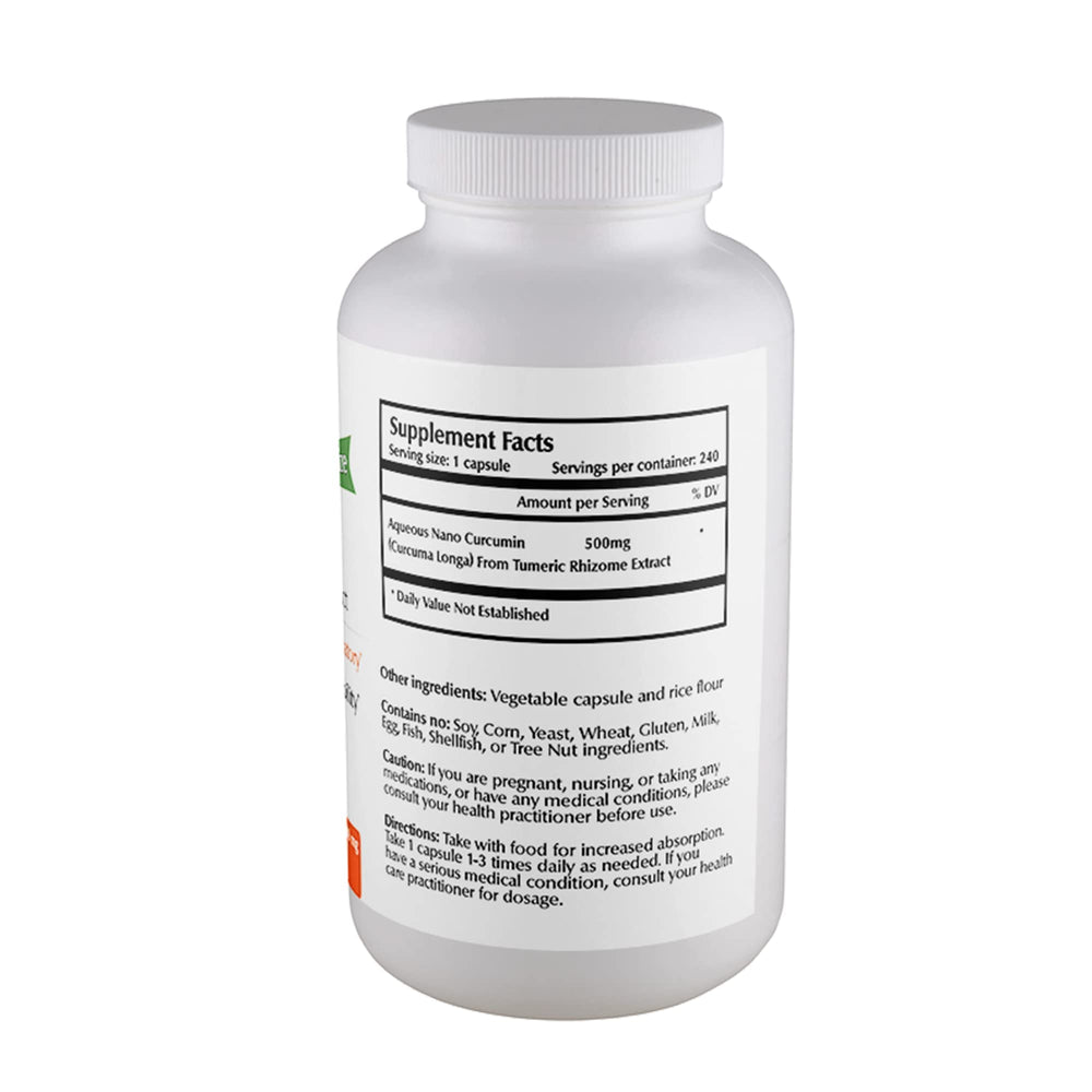 Closeup of One Planet Nutrition Nano Curcumin capsules showing vegan-friendly, clean formula