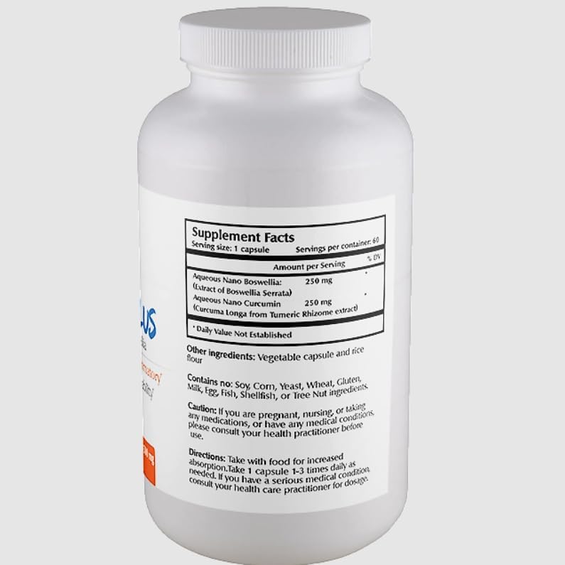 Close-up of Nano Curcumin Plus capsules showing small size and smooth coating for absorption.