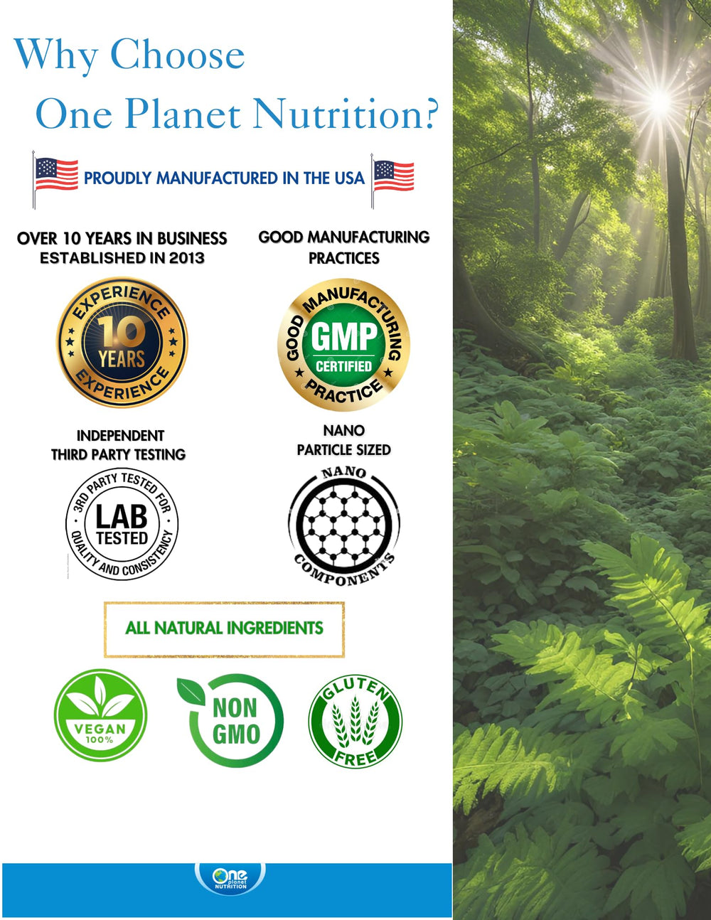 One Planet Nutrition Nano Holy Basil serving count image for daily use.