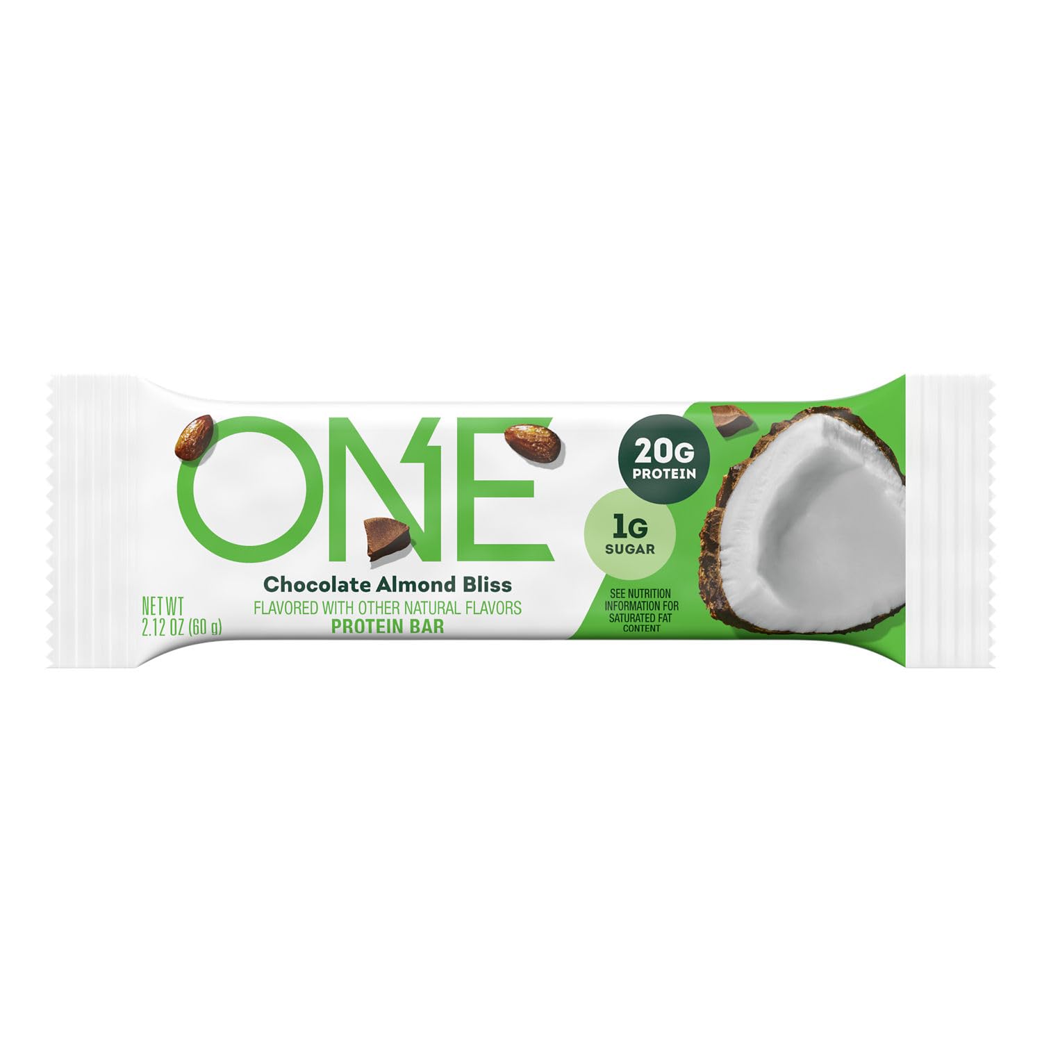ONE Chocolate Almond Bliss bar in gym bag, post-workout snack option